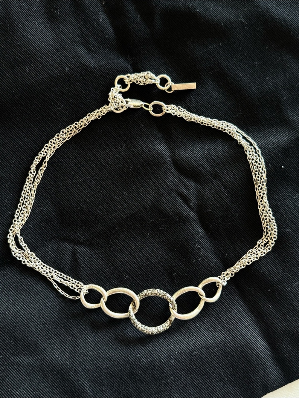 Kenneth Cole Silver Multi-Chain Circle Link Necklace Chocker